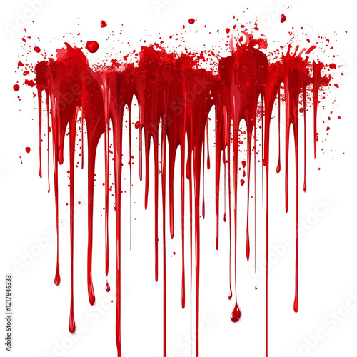 A chilling blood splatter creates a horror effect on a stark transparent backdrop, enhancing the unsettling atmosphere, Horror Scene Blood Splatter Stain on transparent background