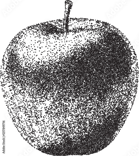 Apple vintage y2k stipple art, fruit halftone stipple brutalist retro vector png with transparent background, organic 2000s aesthetic photocopy effect tattoo