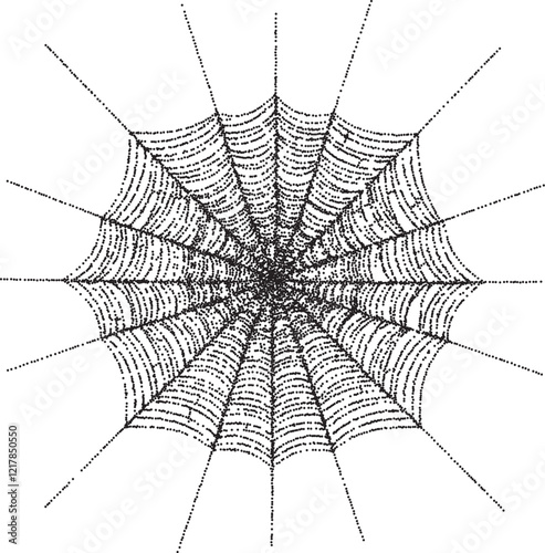 Spider net vintage y2k stipple art, horror halftone stipple brutalist retro vector png with transparent background, web 2000s aesthetic photocopy effect tattoo