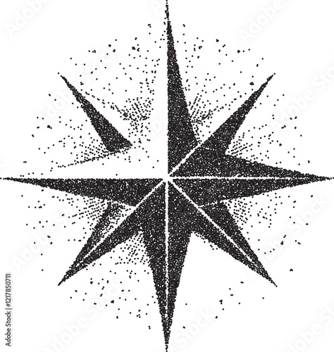 Star vintage y2k stipple art, celestial halftone stipple brutalist retro vector png with transparent background, cosmic 2000s aesthetic photocopy effect tattoo