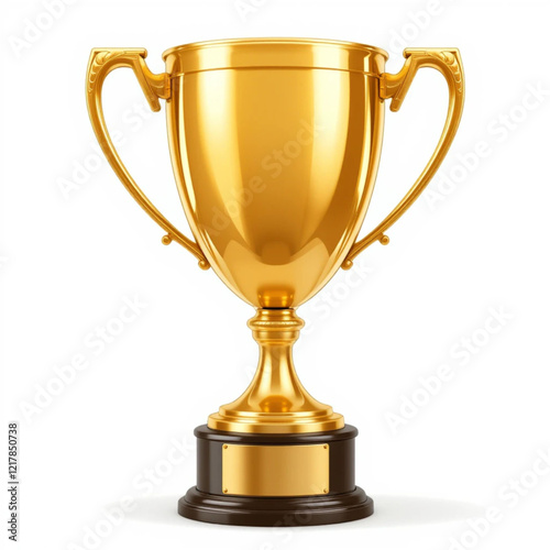 Gold trophy cup  isolated on a  white background. Vector illustration.