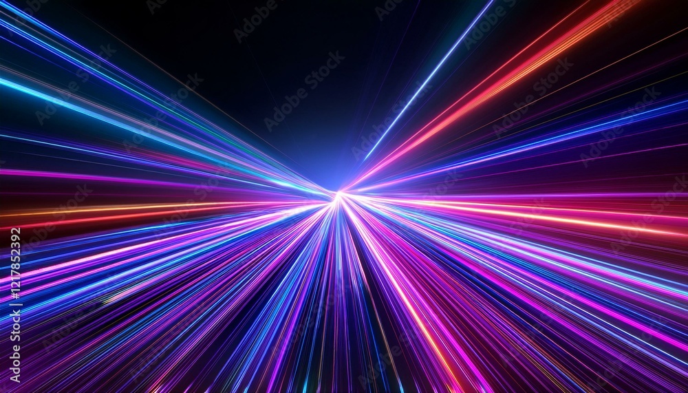 Fototapeta premium Abstract neon light streaks lines motion background