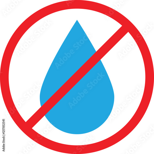 No water sign, Water prohibited vector icon. No water drop. Forbidden water. Warning, caution, attention, restriction, danger flat sign design symbol, illustration
