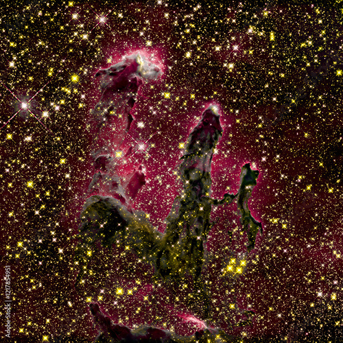 Fototapeta Naklejka Na Ścianę i Meble -  Retouched image. Elements of This Image Furnished by NASA. Artwork The near-infrared light can penetrate much of the gas and dust, revealing stars behind the nebula.