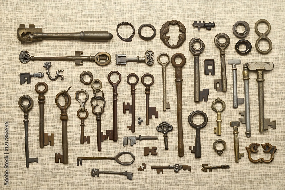 Obraz premium Antique Keys Collection - Vintage Metal Locks & Doors