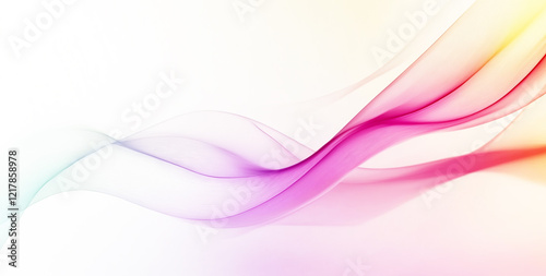 Abstract Multicolored Flowing Wave on White Background