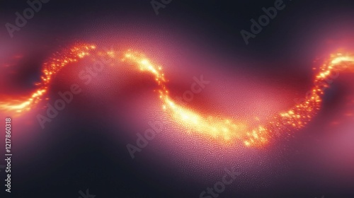 This image depicts a mesmerizing abstract design featuring luminous trails of light in warm hues of orange and pink against a dark background.