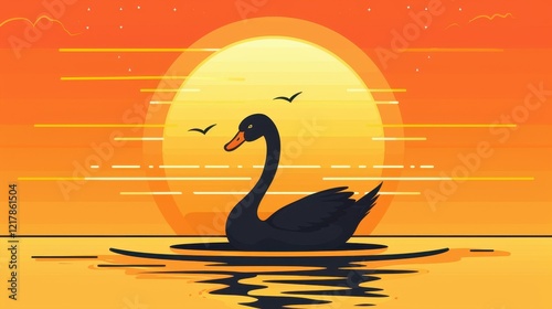 Celebrate Western Australia Day with a charming illustration of the iconic black swan, a symbol of the states natural beauty.