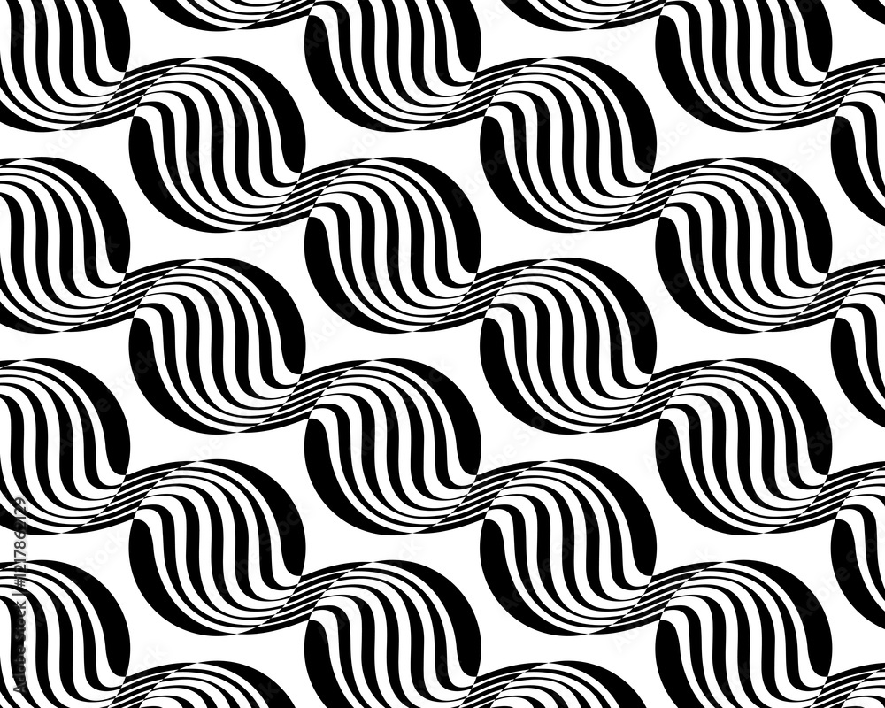 Obraz premium Circles Wavy pattern. Abstraction. Illusion. A simple motive. Background, seamless pattern, wrapping paper, clothing prints, fabric patterns, scarf, wallpaper, carpet, packaging.