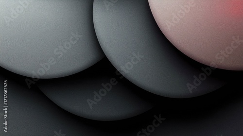 This image features a series of overlapping abstract shapes in gray and soft red tones, showcasing a unique textured surface. The design is elegant and modern.