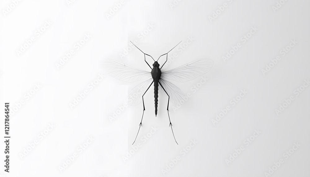 A Black Mosquito on a White Background A Black Mosquito on a White Background