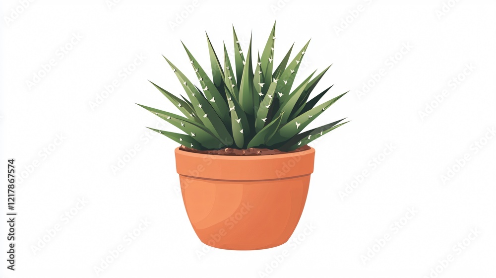 Obraz premium Stylish Vector Houseplant with Spiked Thorn in Flower Pot