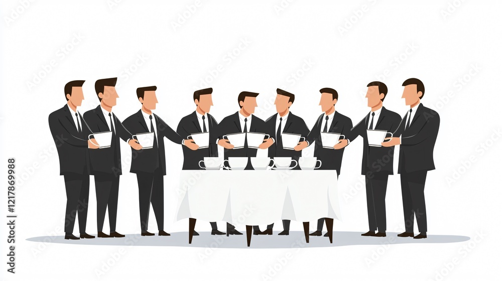 Successful Businessmen Working Together with Cup Strategy