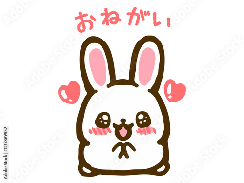 おねだりするうさぎの落書き風イラスト素材