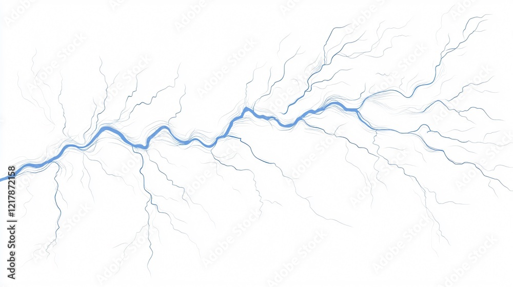 Blue Lightning Effect on Transparent Background Wide Angle Blue Lightning Effect on Transparent Background Wide Angle