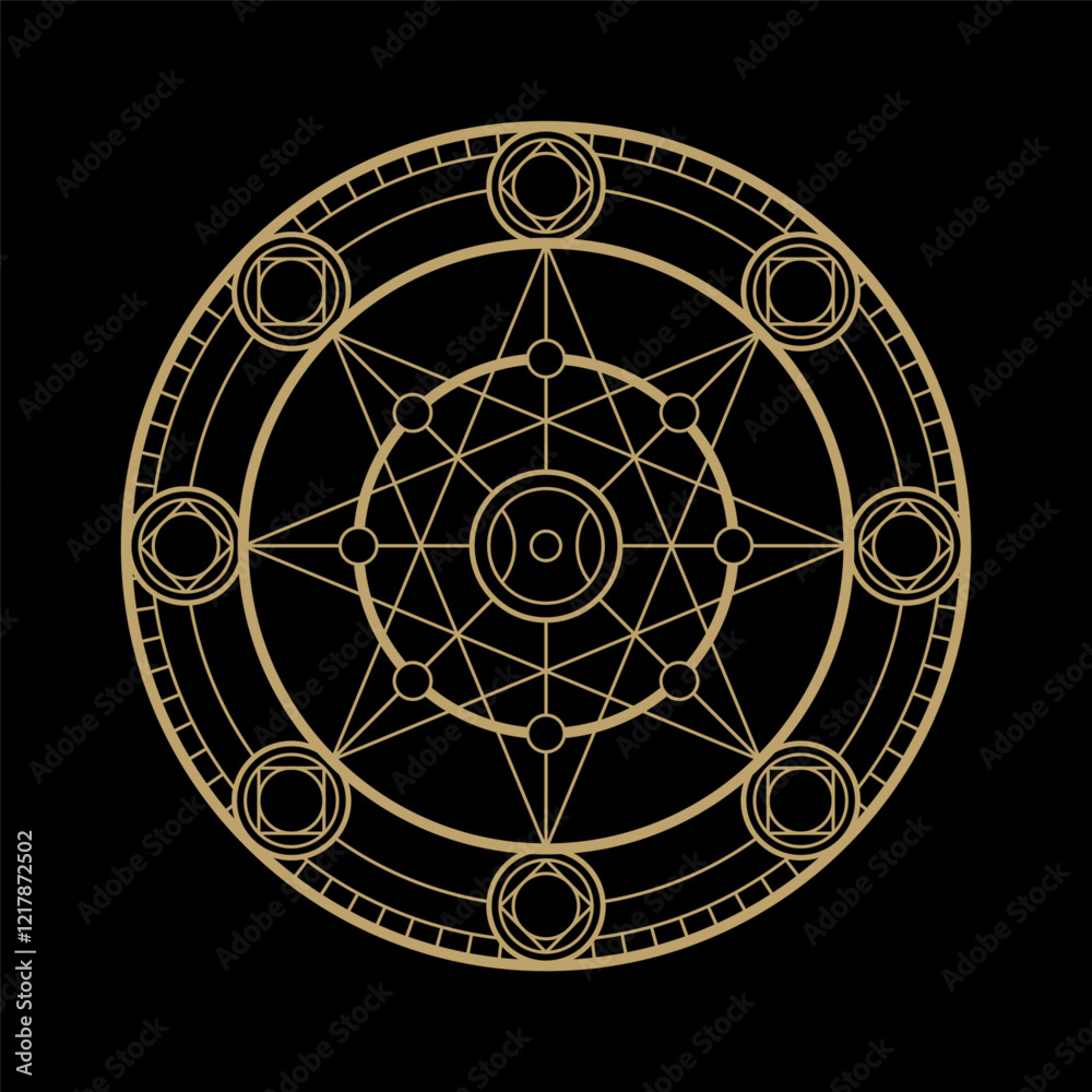 mysterious golden magical circle logo abstract