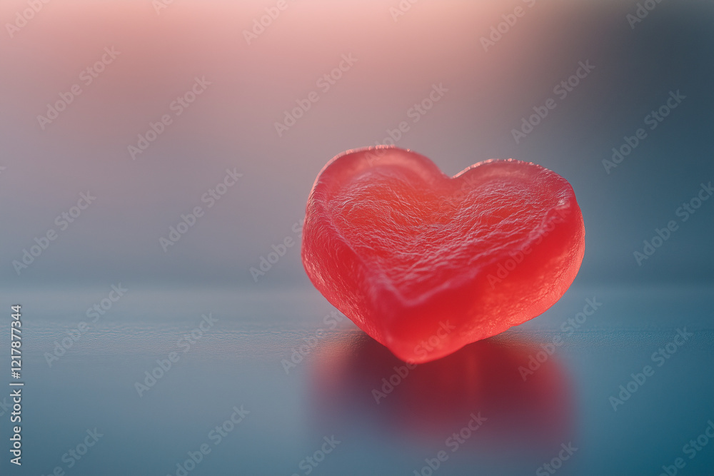 Fototapeta premium Red Heart-Shaped Object on Teal Surface
