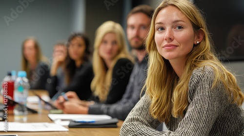 Digital marketing professionals meet to discuss strategies and projects, emphasizing collaboration in content creation