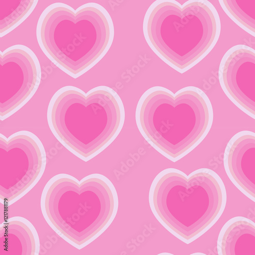 Vector Seamless heart pattern in pink and red for Valentine's Day design photo