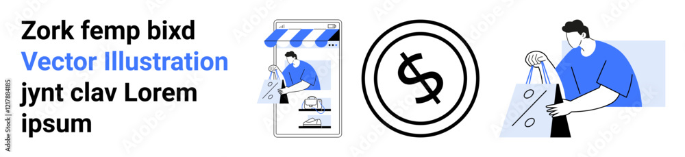 E-commerce transactions on a mobile phone with online shopping app, a secure payment icon, and delivery. Ideal for online retail, digital payments, shopping convenience, financial security E-commerce transactions on a mobile phone with online shopping app, a secure payment icon, and delivery. Ideal for online retail, digital payments, shopping convenience, financial security