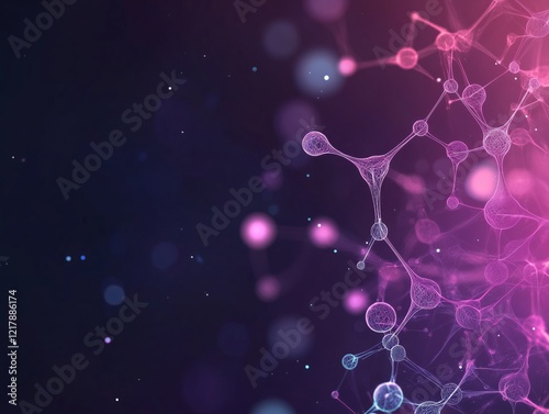 Abstract Science atoms and molecules. View of Human Genome Structure on Dark Background