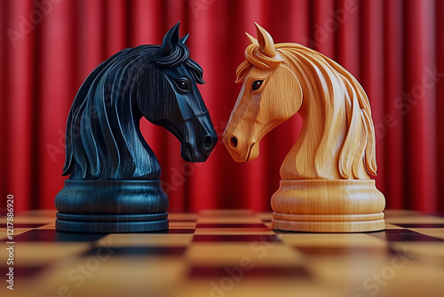 Luxury Chess Set Close-Up with Wooden Texture