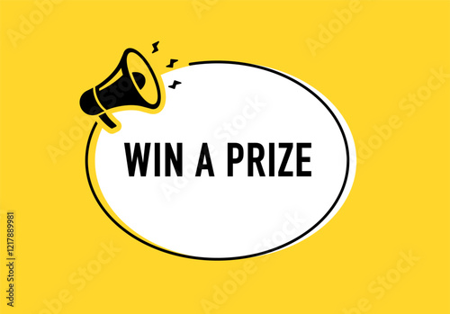 Megaphone with enter to win prizes speech bubble. Loudspeaker. Banner for business, marketing and advertising. Vector illustration.