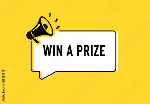 Megaphone with enter to win prizes speech bubble. Loudspeaker. Banner for business, marketing and advertising. Vector illustration.