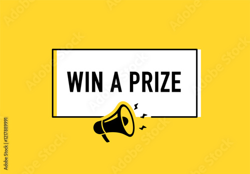Megaphone with enter to win prizes speech bubble. Loudspeaker. Banner for business, marketing and advertising. Vector illustration.