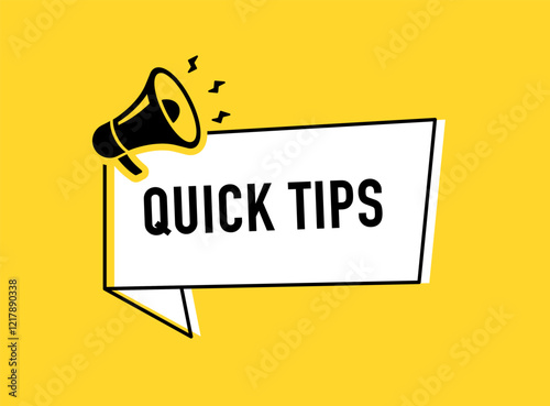 Megaphone with quick tips speech bubble. Loudspeaker. Banner for business, marketing and advertising. Vector illustration