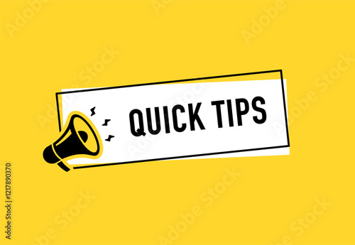 Megaphone with quick tips speech bubble. Loudspeaker. Banner for business, marketing and advertising. Vector illustration