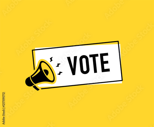 Megaphone with vote speech bubble. Loudspeaker. Banner for business, marketing and advertising. Vector illustration.