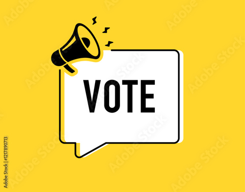 Megaphone with vote speech bubble. Loudspeaker. Banner for business, marketing and advertising. Vector illustration.