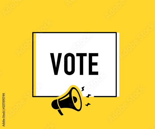 Megaphone with vote speech bubble. Loudspeaker. Banner for business, marketing and advertising. Vector illustration.
