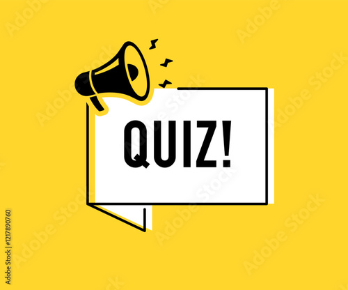 Megaphone with quiz speech bubble. Loudspeaker. Banner for business, marketing and advertising. Vector illustration.