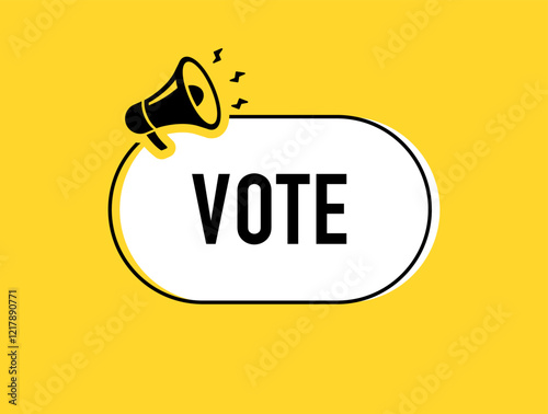 Megaphone with vote speech bubble. Loudspeaker. Banner for business, marketing and advertising. Vector illustration.