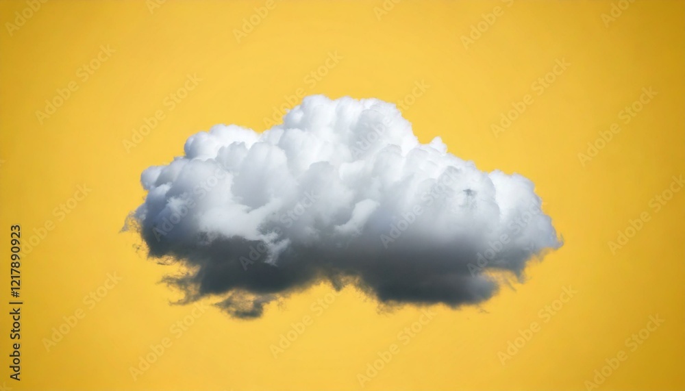 white fluffy cloud isolated on a yellow backdrop