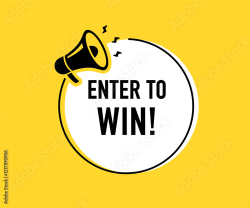 Megaphone with enter to win prizes speech bubble. Loudspeaker. Banner for business, marketing and advertising. Vector illustration.