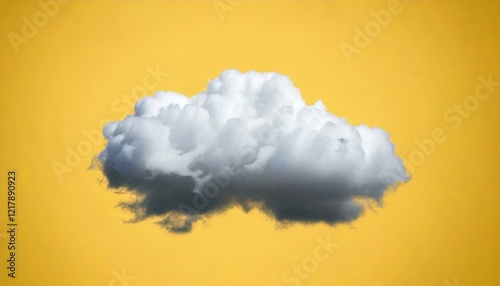 Obraz na płótnie white fluffy cloud isolated on a yellow backdrop w salonie