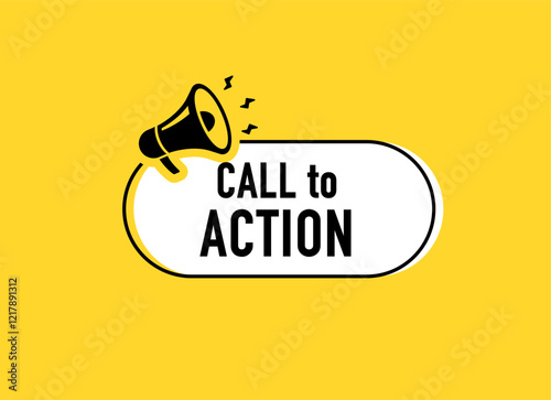 Megaphone with call to action speech bubble. Loudspeaker. Banner for business, marketing and advertising. Vector illustration.
