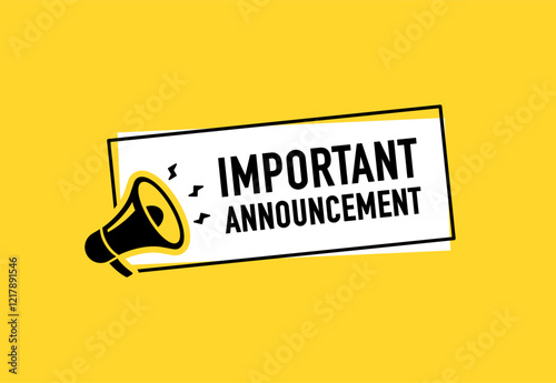 Megaphone with Important Announcement speech bubble. Loudspeaker. Banner for business, marketing and advertising. Vector illustration.