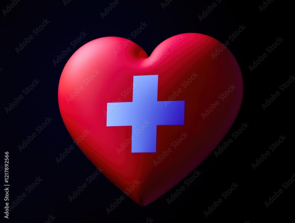 Swiss flag in the shape of a heart, 3d design, black background, national flag of Switzerland, love Swiss flag in the shape of a heart, 3d design, black background, national flag of Switzerland, love