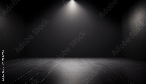 dark black empty room scene with spotlight studio room for product photography or display generative ai
