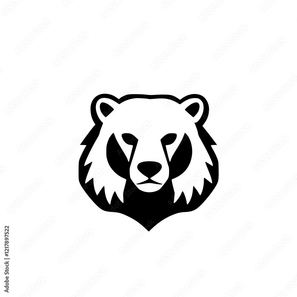 Polar Bear Head: Majestic Wildlife Icon, Black and White Vector Graphic, Nature Symbol Polar Bear Head: Majestic Wildlife Icon, Black and White Vector Graphic, Nature Symbol