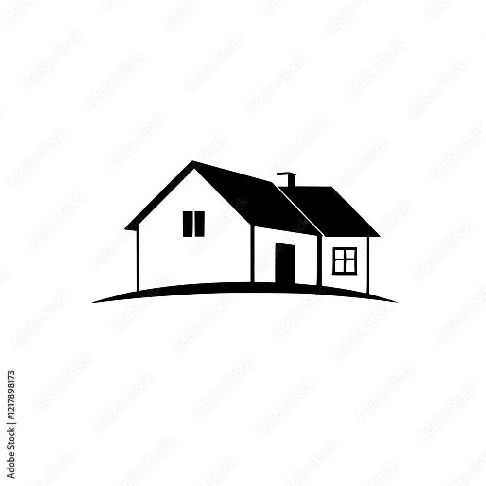 Simple House Illustration: Black and White Minimalist Home Design Icon Simple House Illustration: Black and White Minimalist Home Design Icon