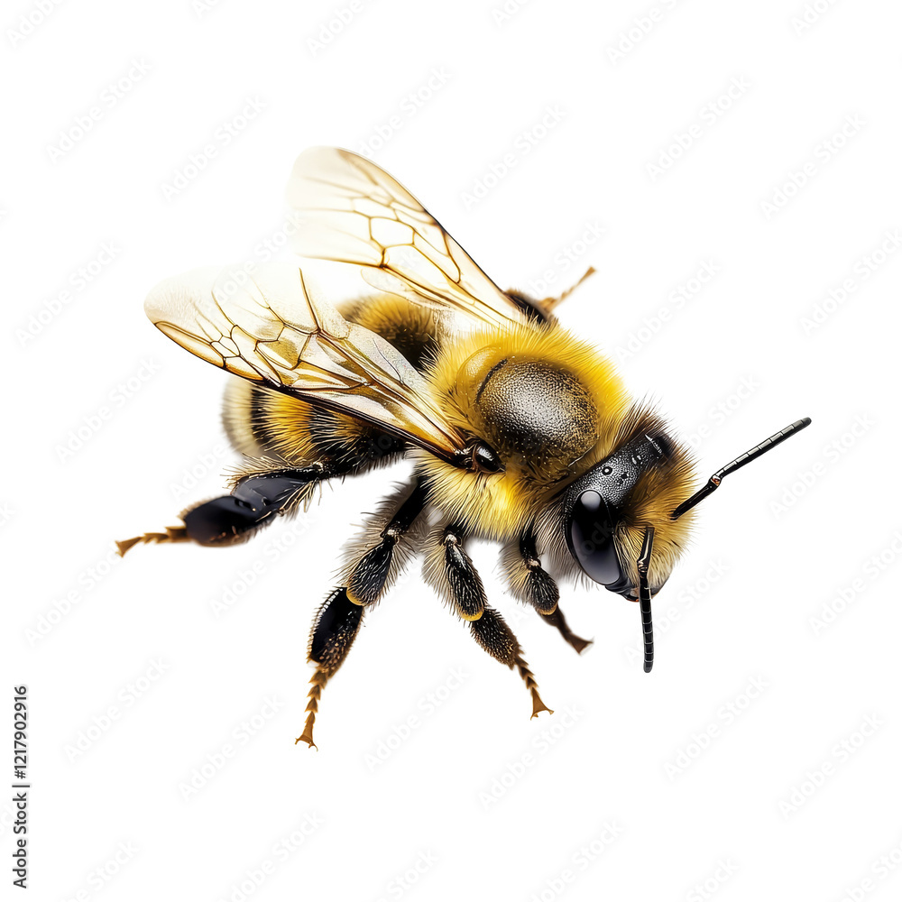 Macro shot capturing a bee resting on a transparent background, showcasing intricate details of its body and wings, macro shot of a bee isolated on transparent background Macro shot capturing a bee resting on a transparent background, showcasing intricate details of its body and wings, macro shot of a bee isolated on transparent background