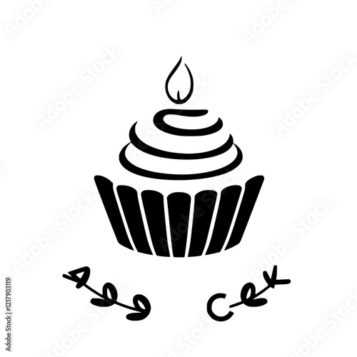 A delightful cupcake with a single candle, a sweet treat perfect for birthdays or celebrations. Indulge in this delicious dessert, a symbol of joy and happiness.