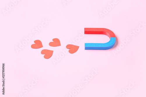 Magnet with paper hearts on...