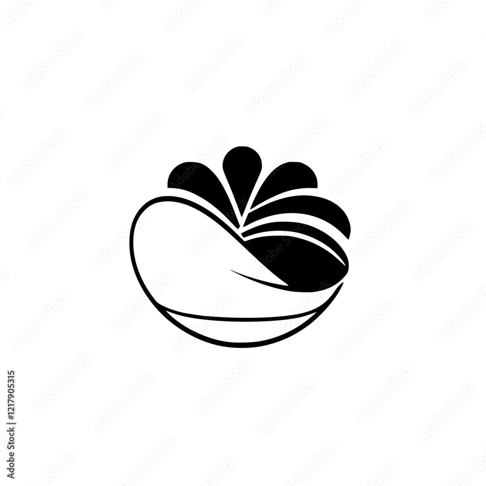 Elegant Black and White Flower Logo Design: Minimalist Vector Icon for Creative Branding Elegant Black and White Flower Logo Design: Minimalist Vector Icon for Creative Branding