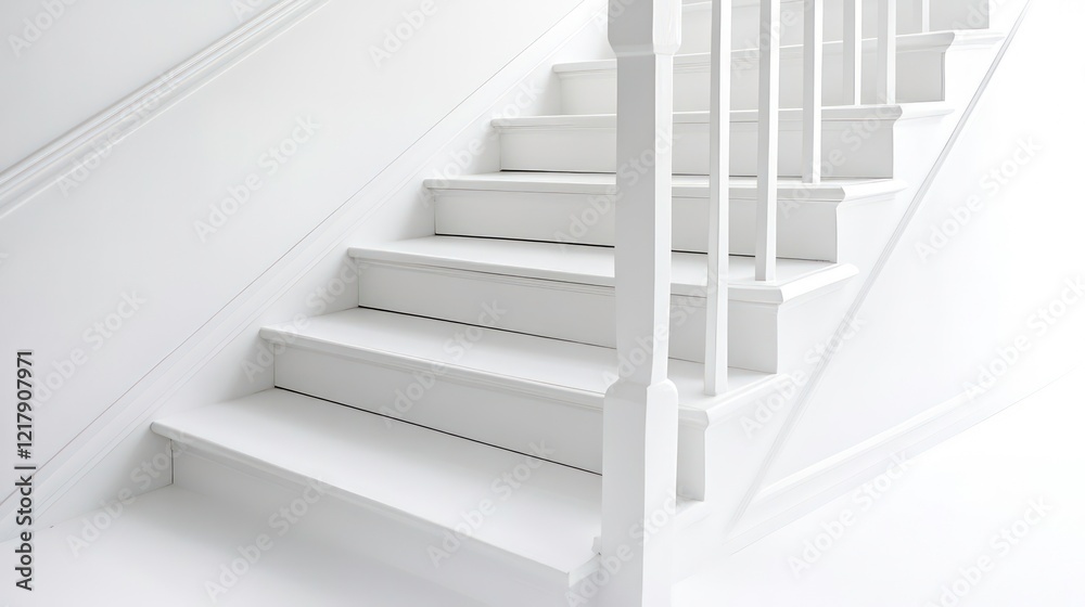 White staircase with evenly spaced steps, isolated on white. White staircase with evenly spaced steps, isolated on white.
